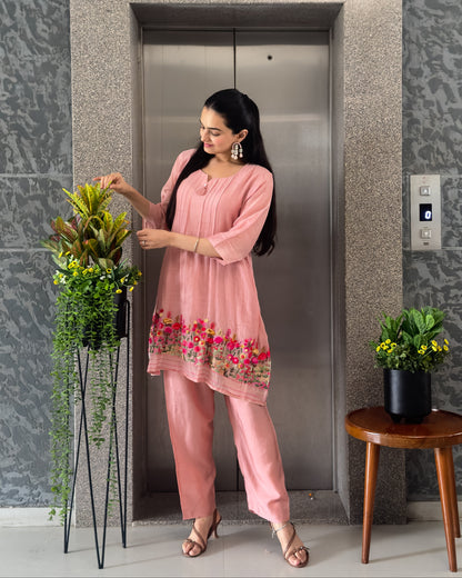 Light Pink Mal Chanderi Co Ord Sets Women