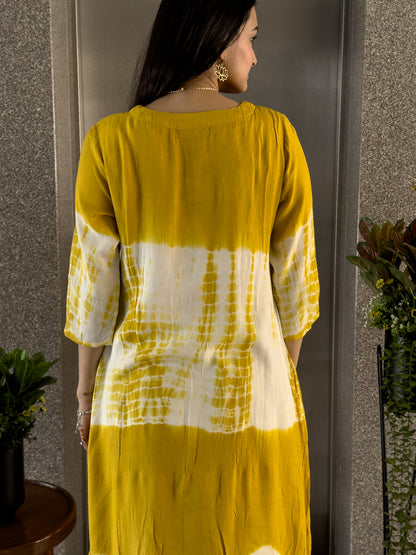 Yellow A-line Kurta Pant Set for Women