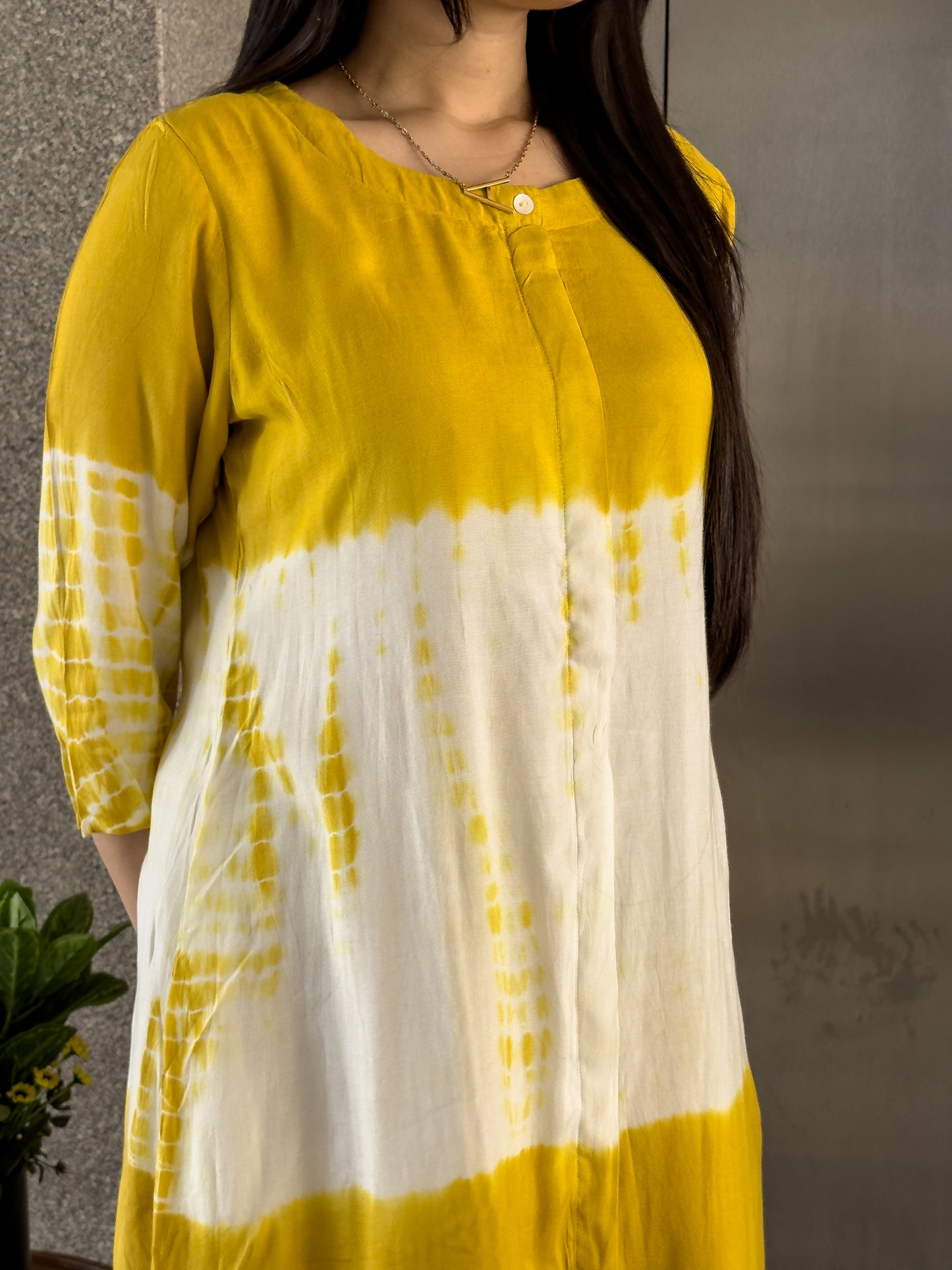 Yellow A-line Kurta Pant Set for Women