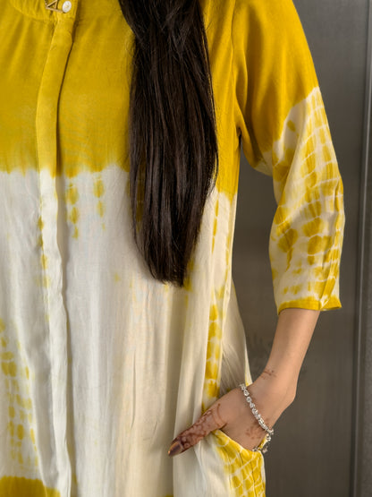 Yellow A-line Kurta Pant Set for Women