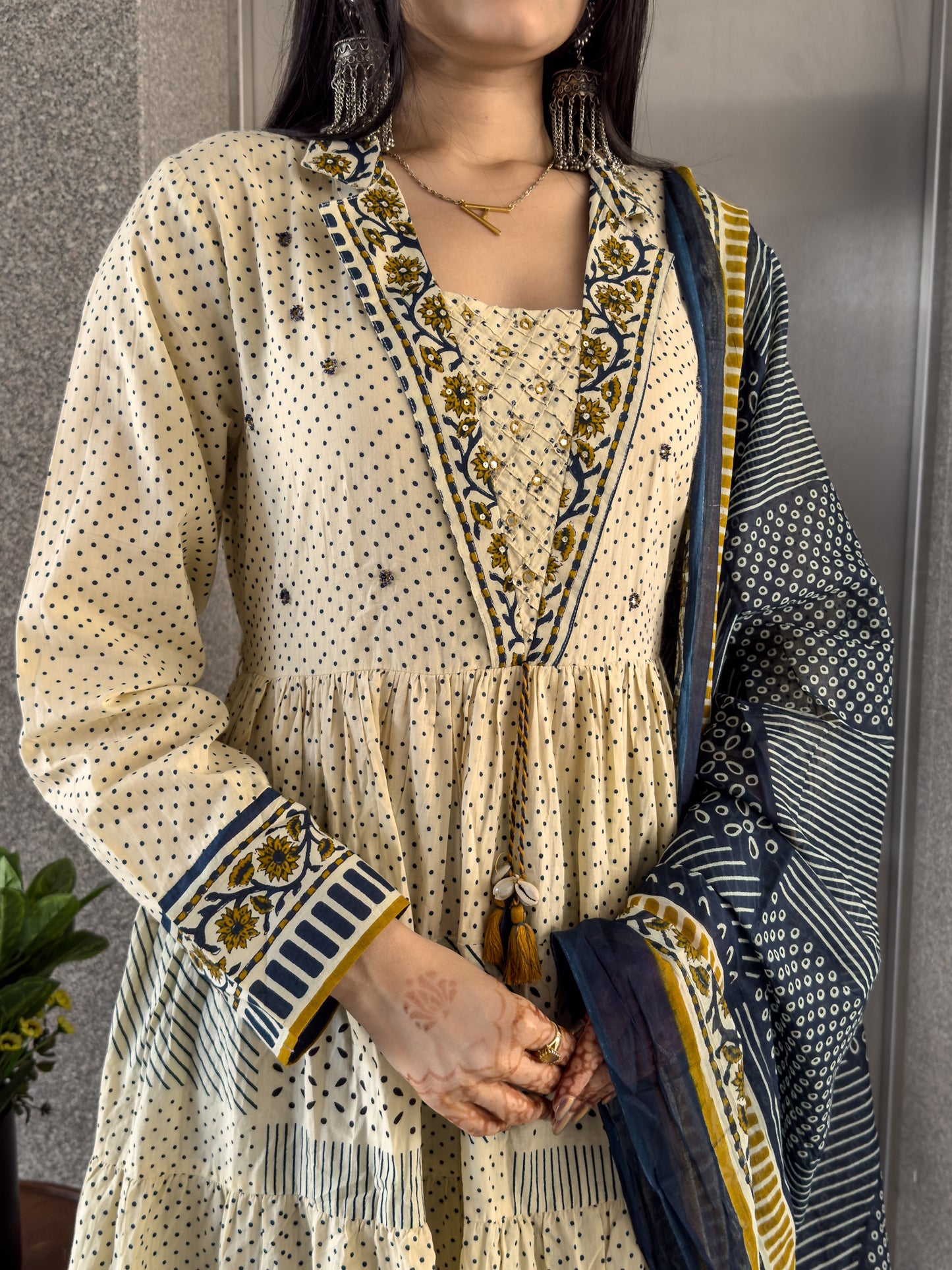 Blue Anarkali Kurta Palazzo Set with Dupatta