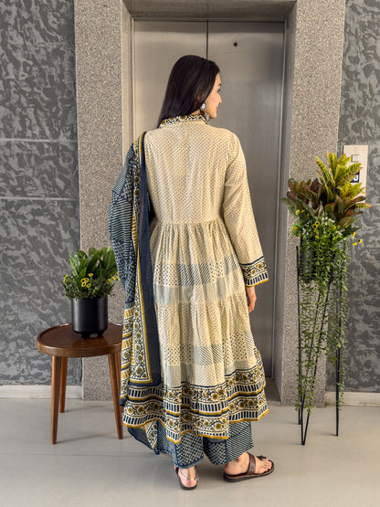 Blue Anarkali Kurta Palazzo Set with Dupatta