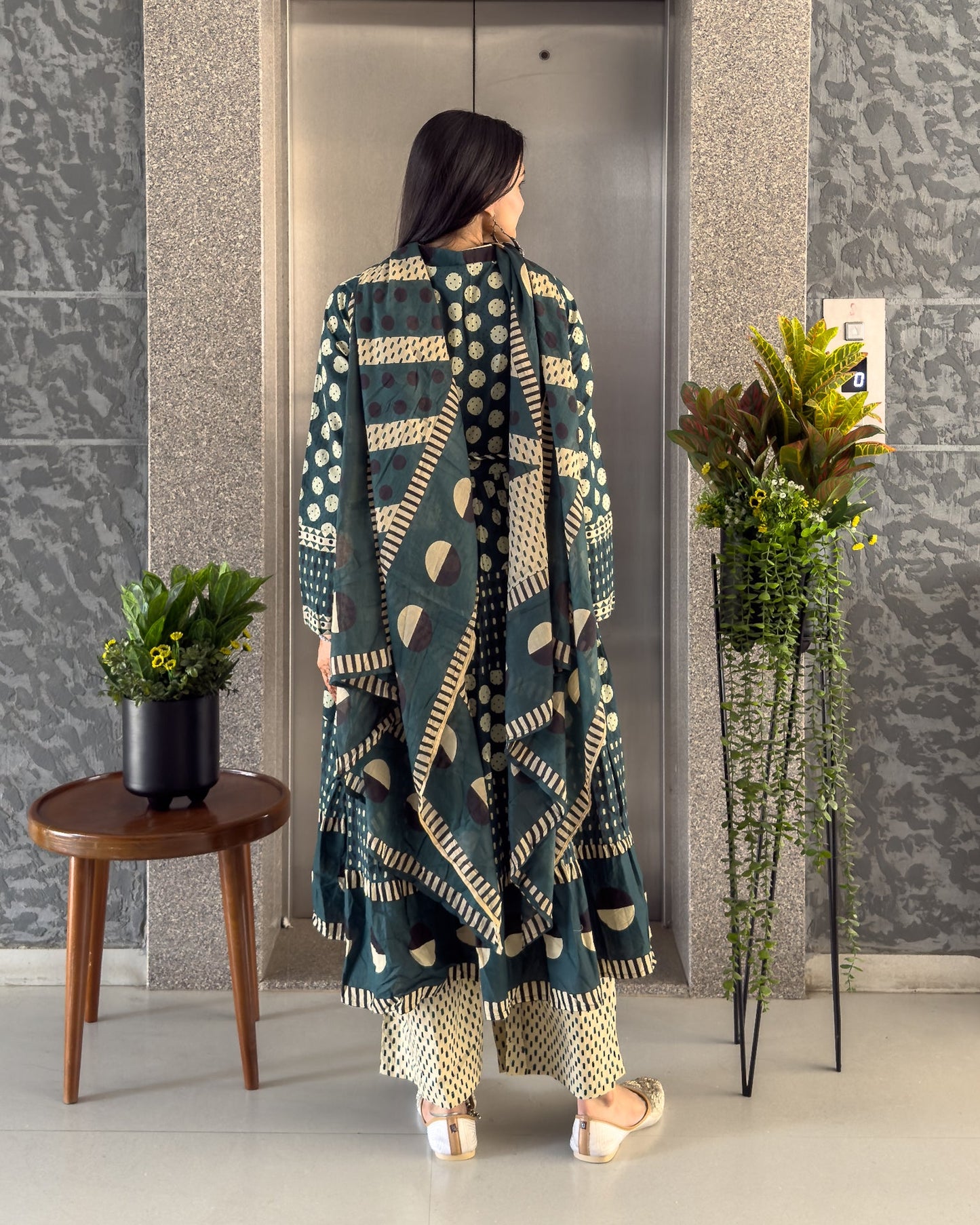 Teal Green Anarakali Kurta Palazzo Set with Dupatta