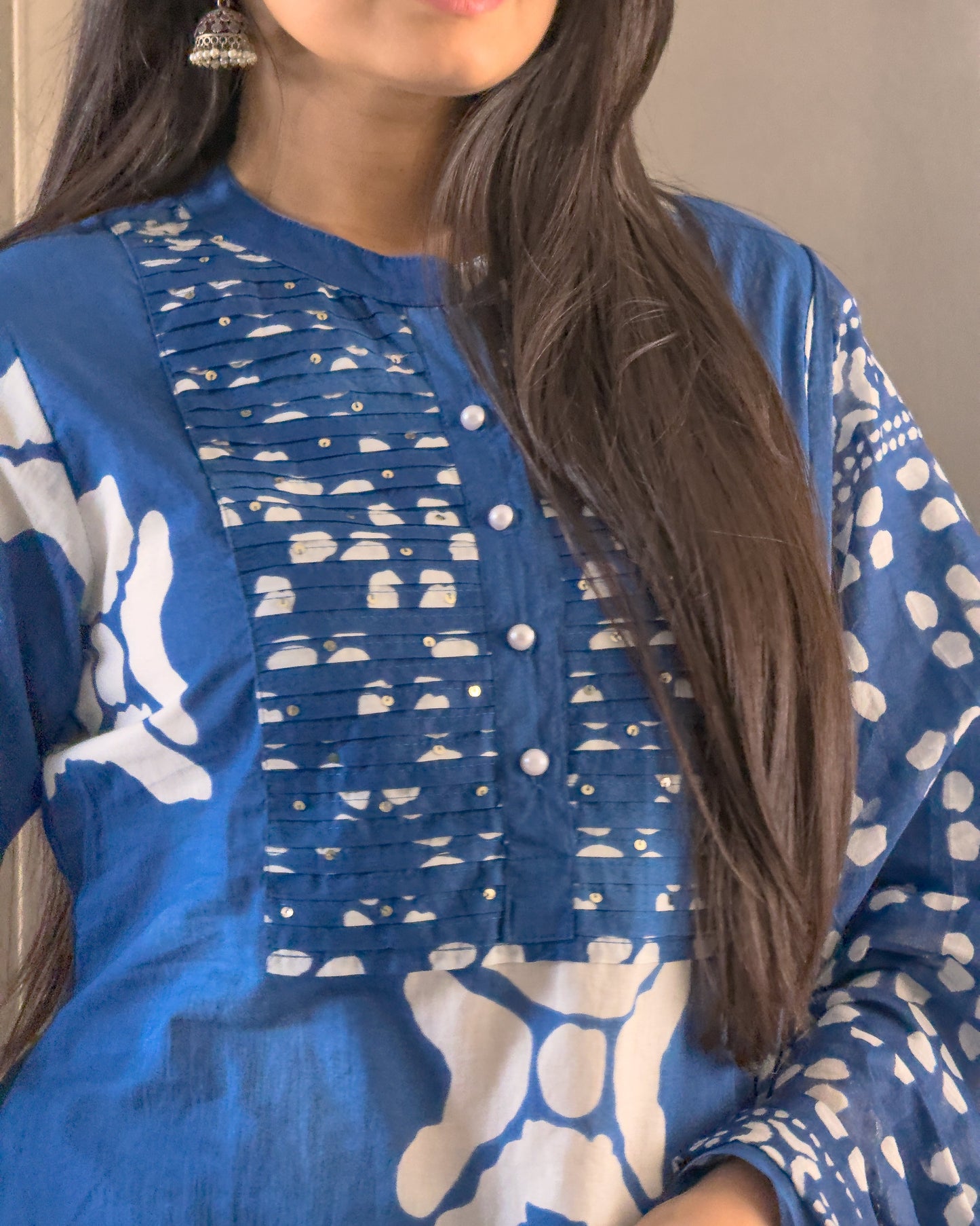 Royal Blue Straight Kurta Paalzzo Set with Dupatta