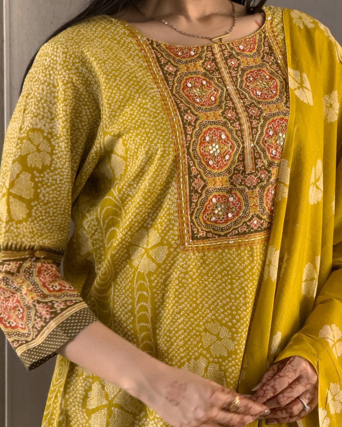 Yellow Straight Kurta Pant Set with Dupatta