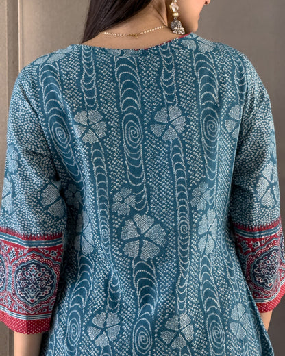 Blue Straight Kurta Pant Set with Dupatta