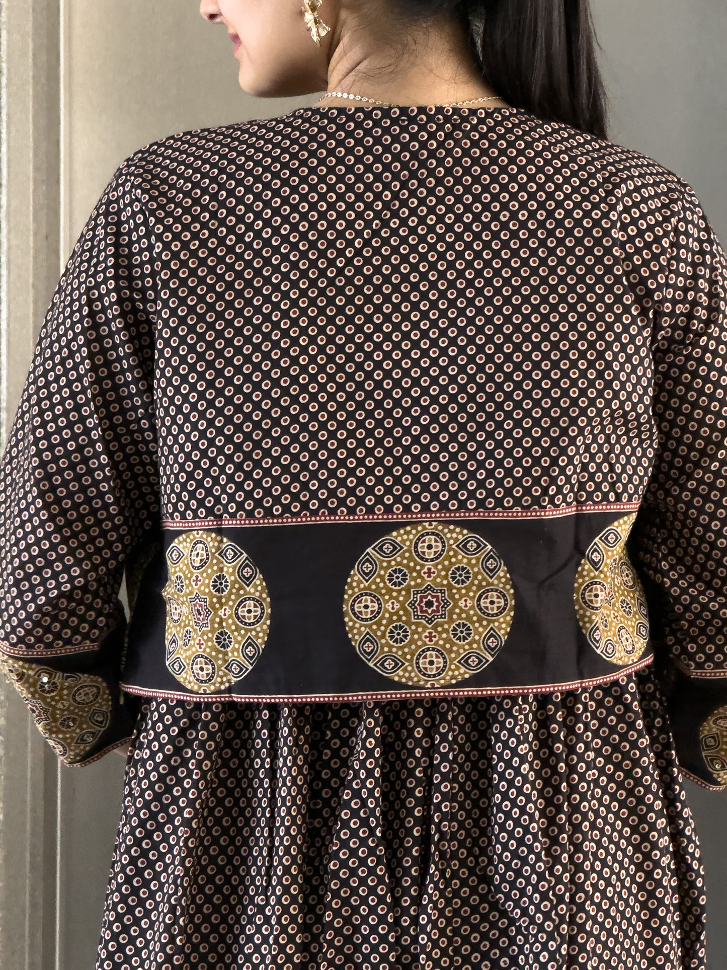 Black Cotton Gown With Jacket Gown For Girls