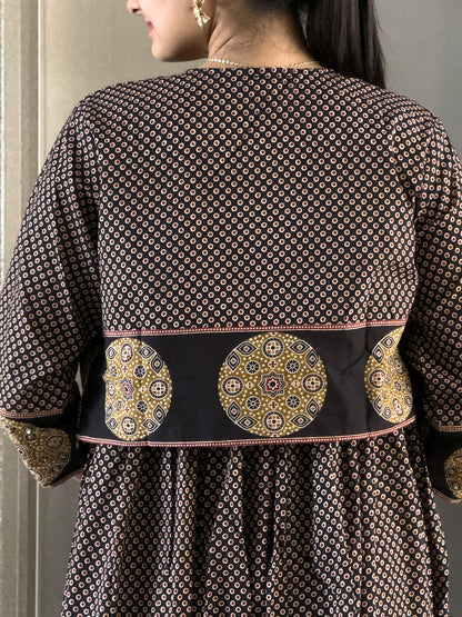 Black Cotton Gown With Jacket Gown For Girls