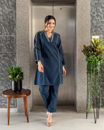 Teal Blue Cotton Co Ord Sets Women