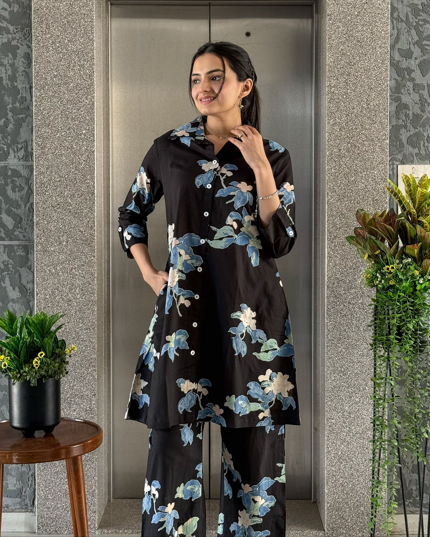 Black Cotton Ethnic Co ord Sets Women