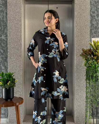 Black Cotton Ethnic Co ord Sets Women