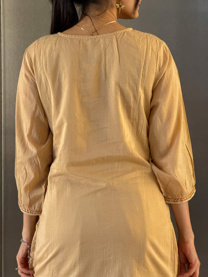Beige Kurta Palazzo Set for Women