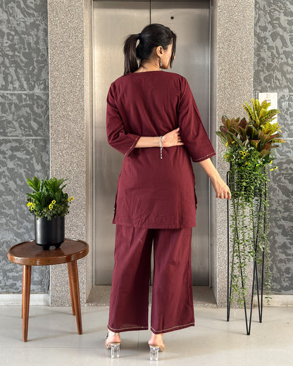 Wine Ethnic Co ord Set Women