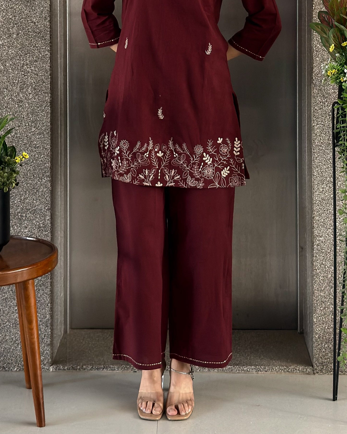 Wine Ethnic Co ord Set Women