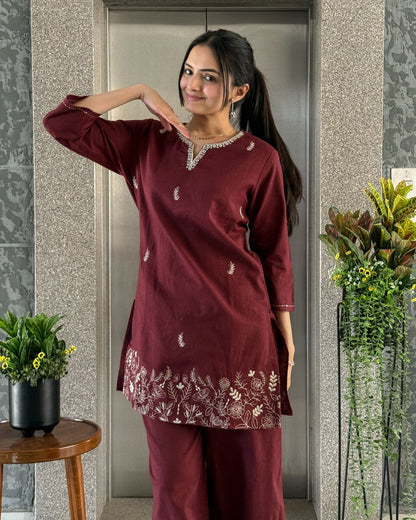 Wine Ethnic Co ord Set Women