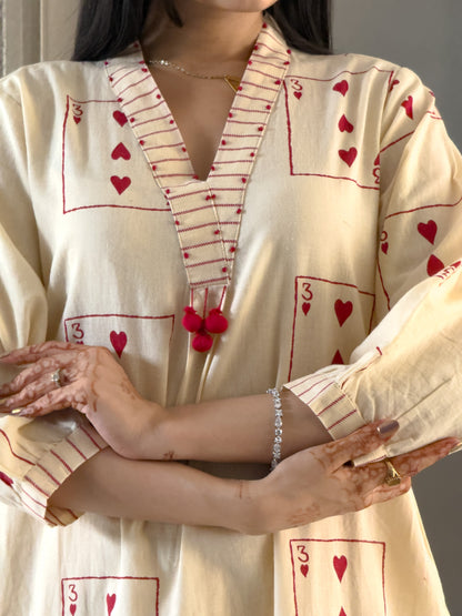 Off White Straight Kurta Pant  Set for Women