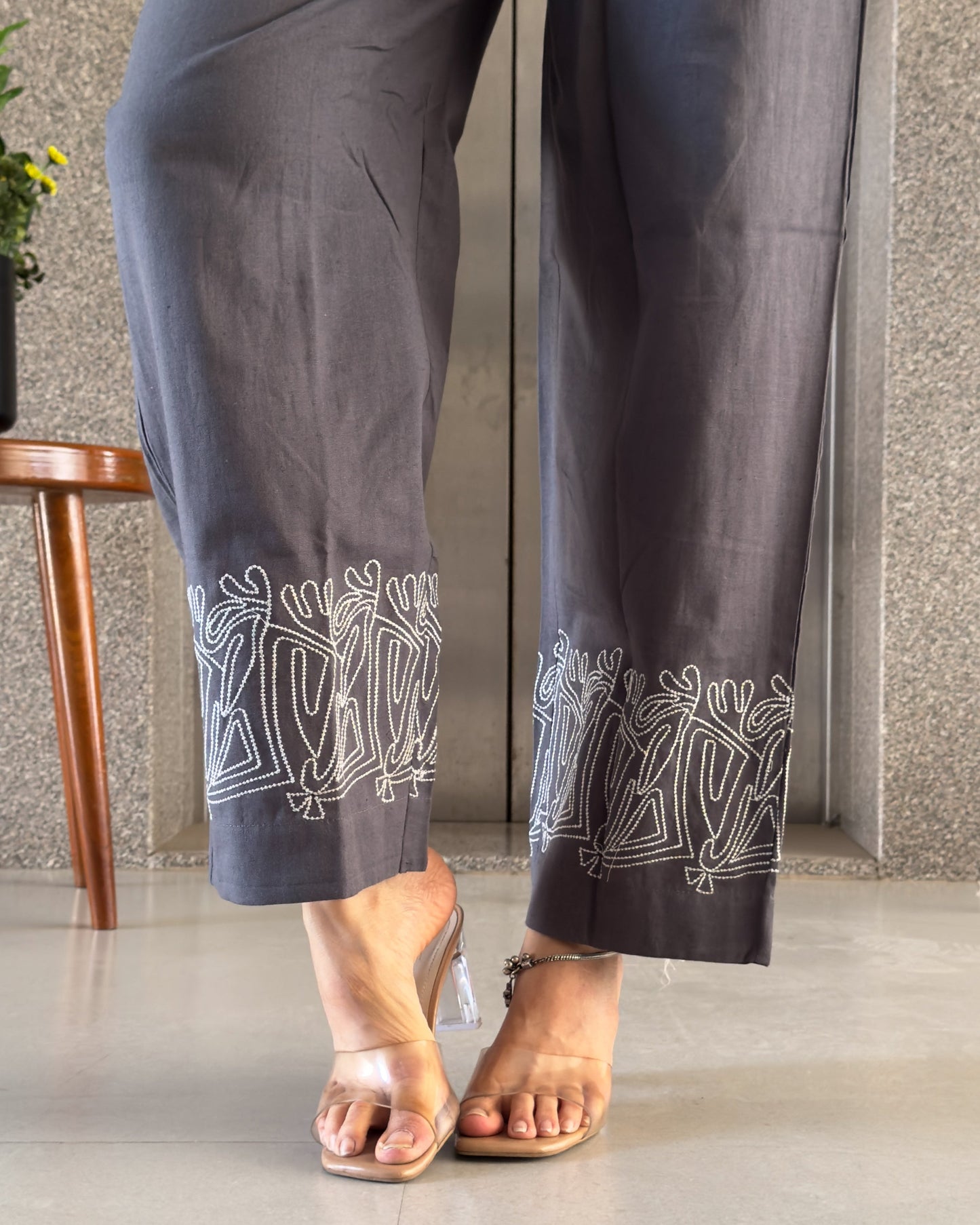 Grey Khadi Cotton Co ord Set Women