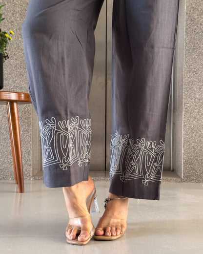 Grey Khadi Cotton Co ord Set Women