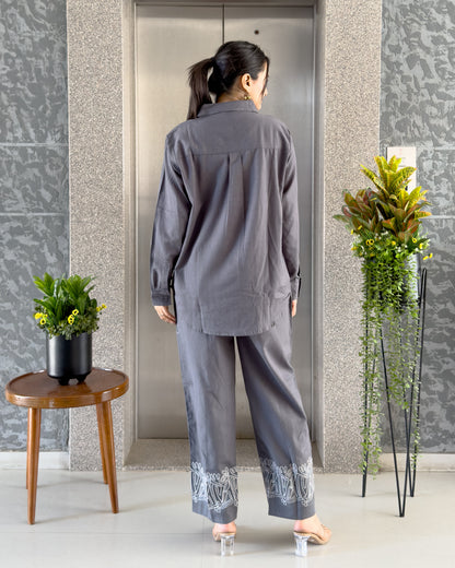 Grey Khadi Cotton Co ord Set Women