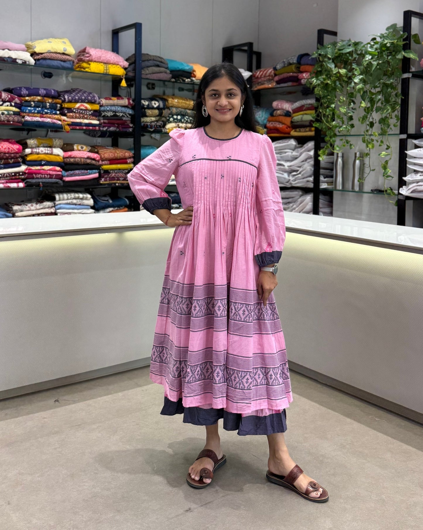 Pink Round One Piece Dress for Girls