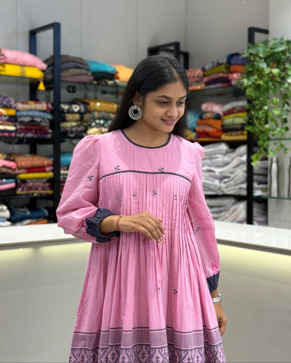 Pink Round One Piece Dress for Girls