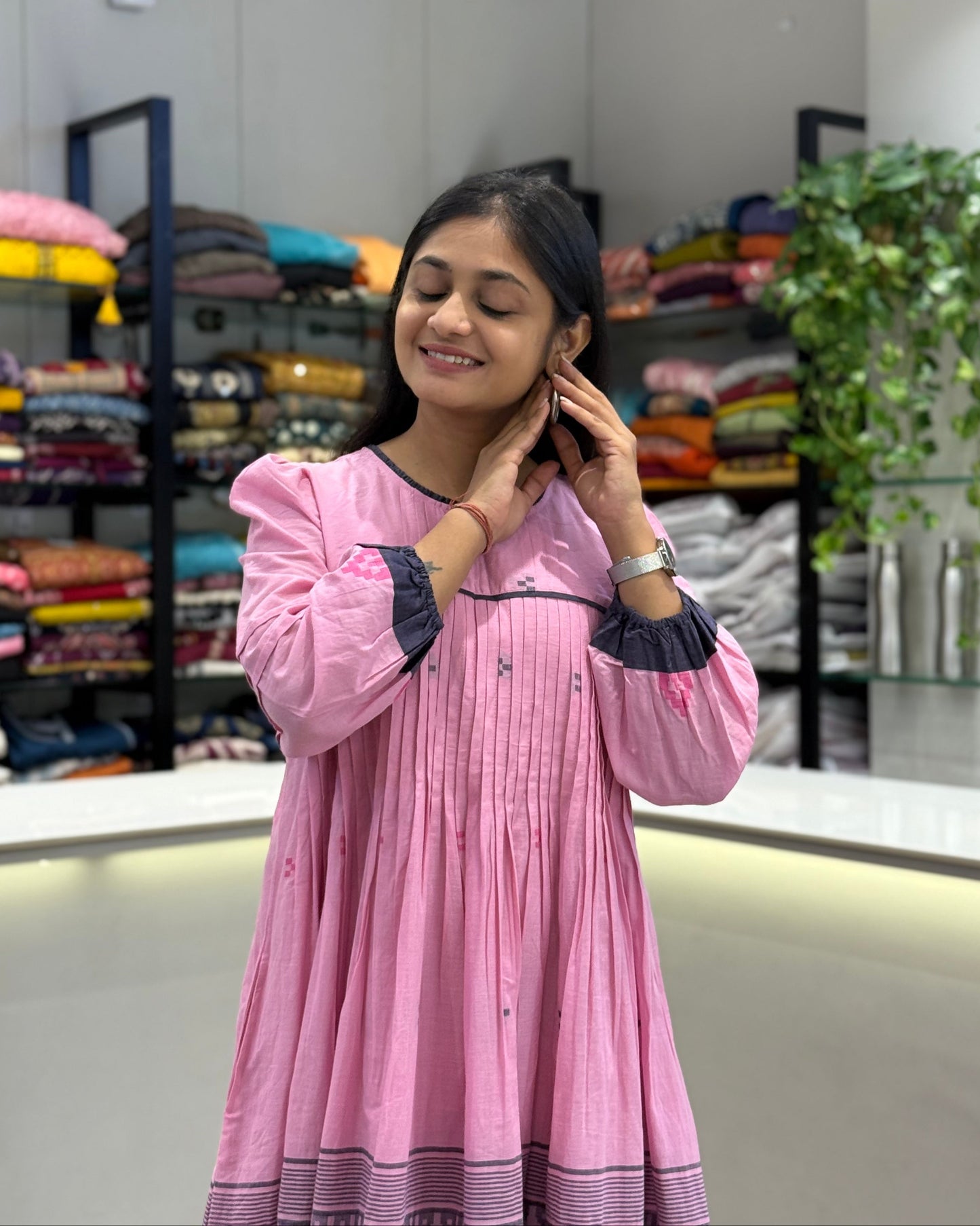 Pink Round One Piece Dress for Girls