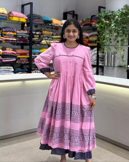 Pink Round One Piece Dress for Girls