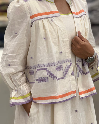 White One Piece With Jacket Dress for Girls