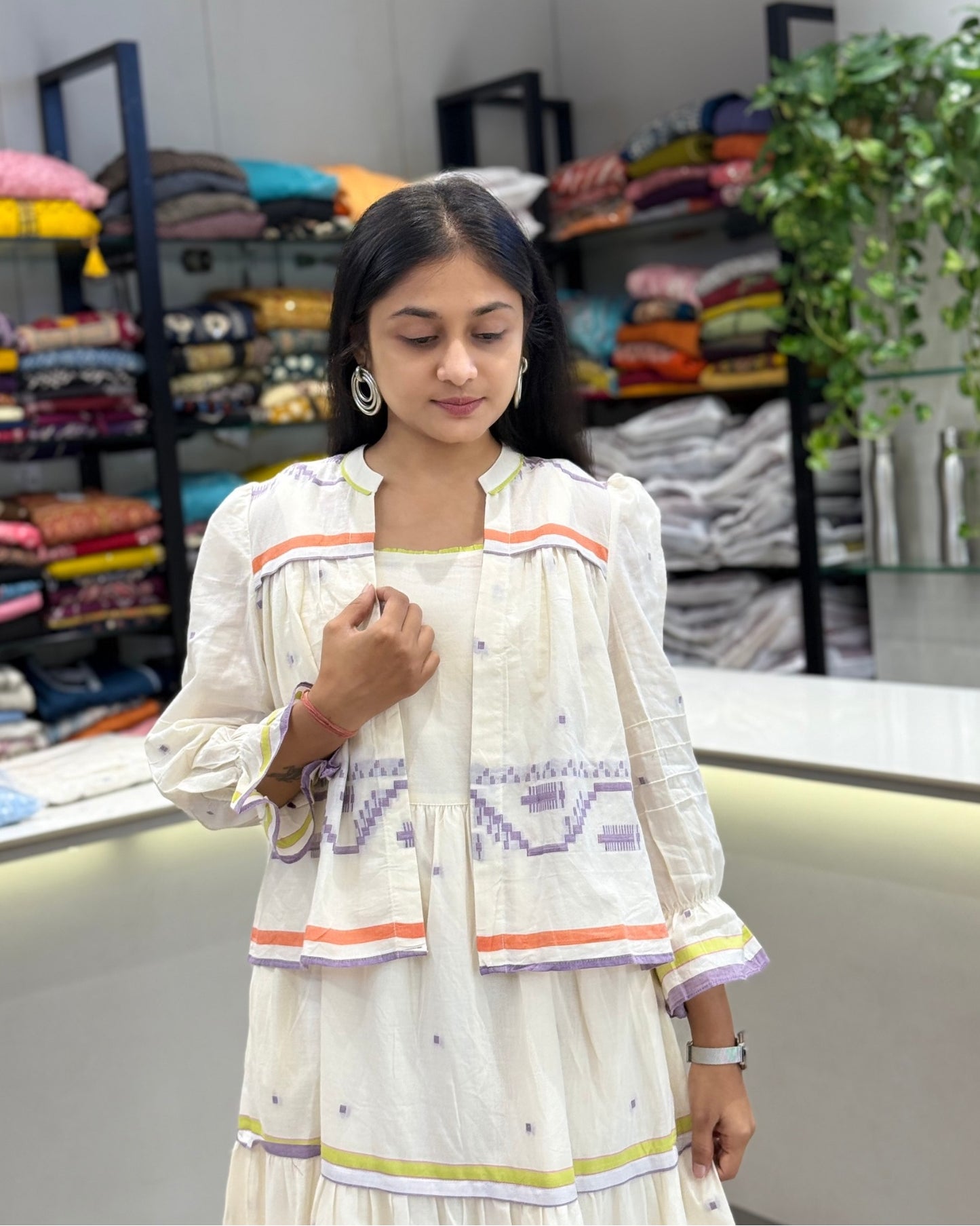 White One Piece With Jacket Dress for Girls