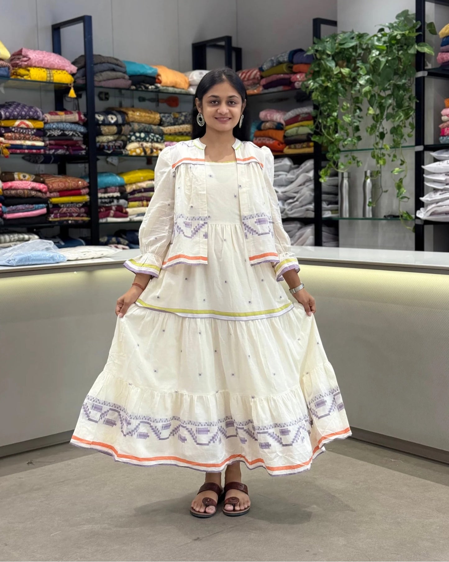 White One Piece With Jacket Dress for Girls