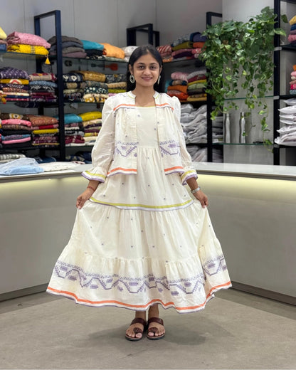 White One Piece With Jacket Dress for Girls