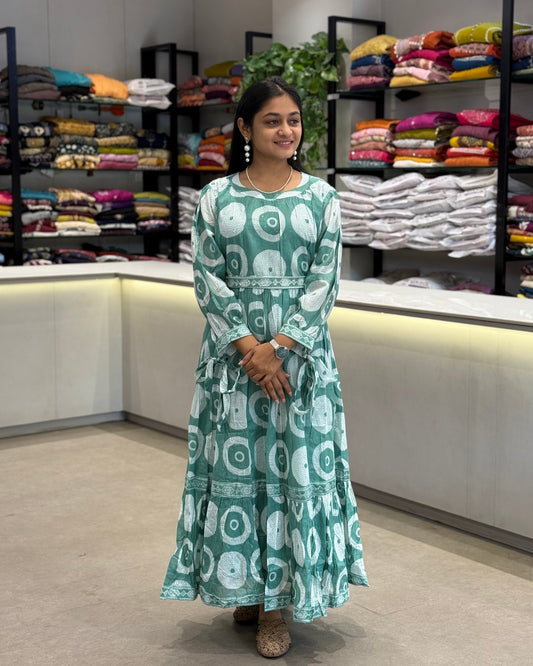 Dark Sea Green One Piece Dress for Girls