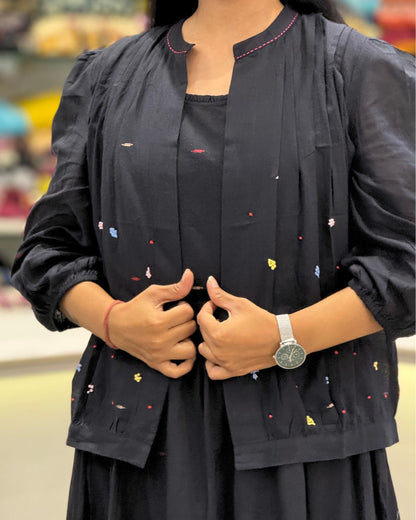 Black One Piece With Jacket Dress for Girls