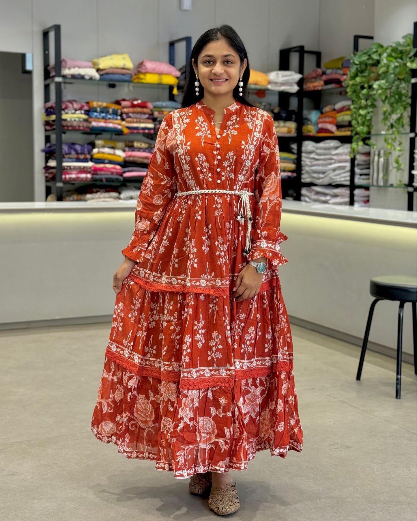 Rust One Piece Dress for Girls