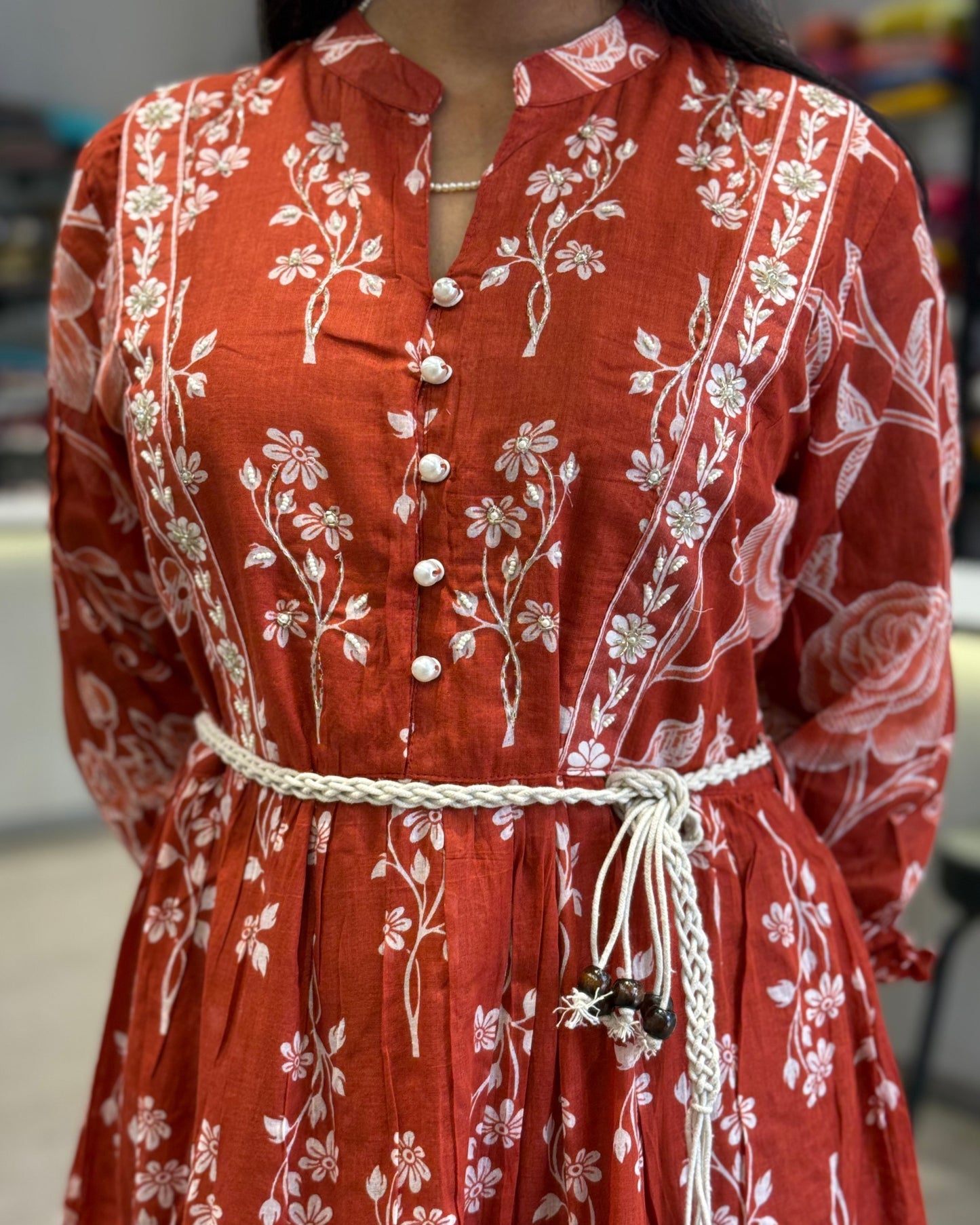 Rust One Piece Dress for Girls