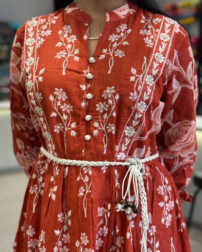 Rust One Piece Dress for Girls