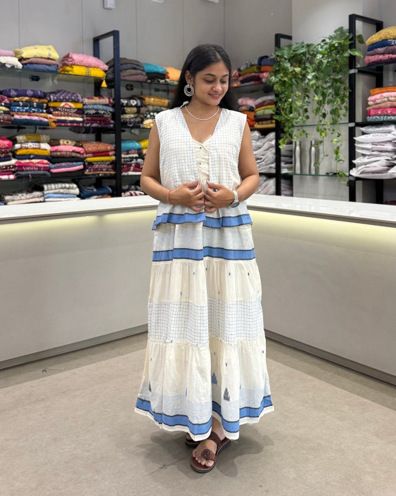 White One Piece With Speghetti and Jacket Dress for Girls