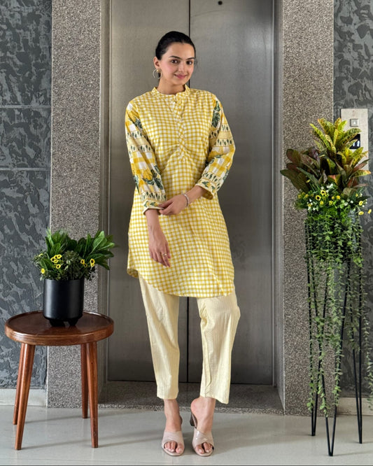 Yellow Cotton Co ord Set Women
