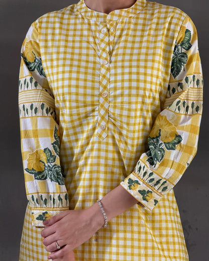 Yellow Cotton Co ord Set Women