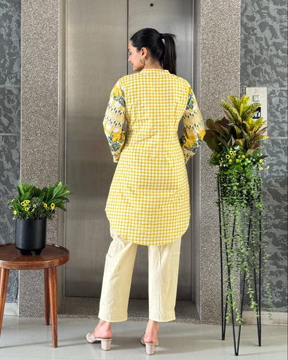 Yellow Cotton Co ord Set Women