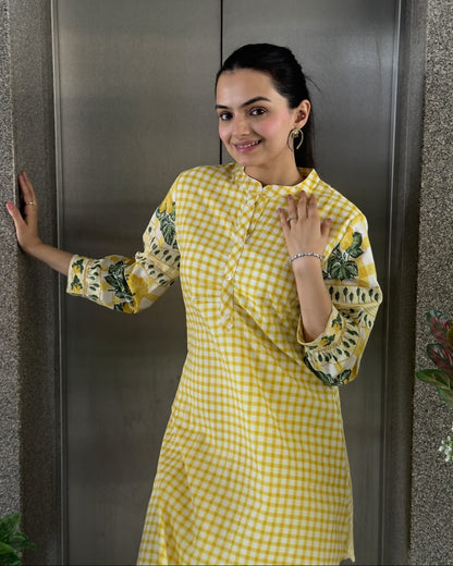 Yellow Cotton Co ord Set Women