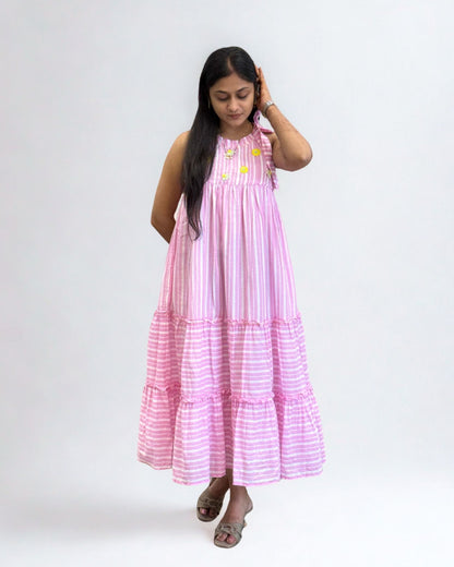 Baby Pink Round One Piece Dress for Girls