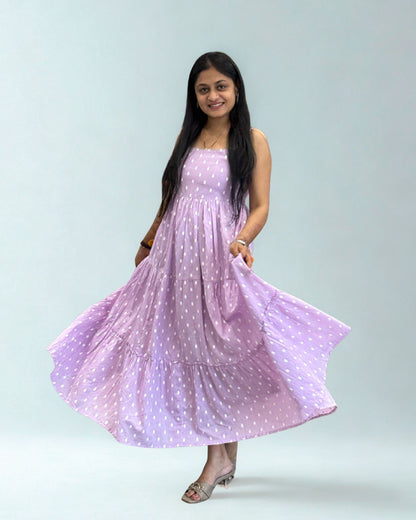 Lavender Round One Piece Dress for Girls
