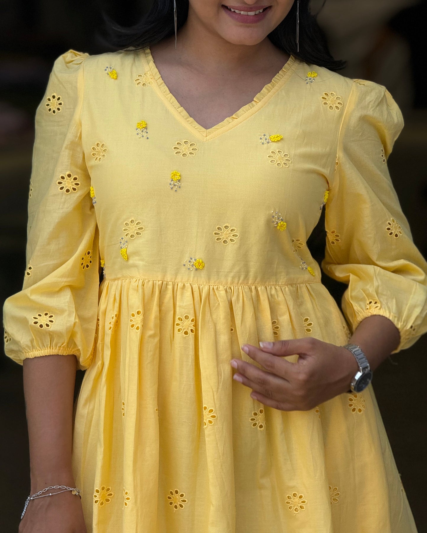 Yellow Round One Piece Dress for Girls