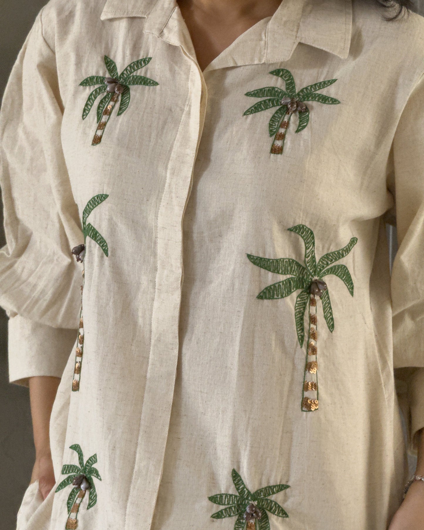 Off White Cotton Co ord Set Women