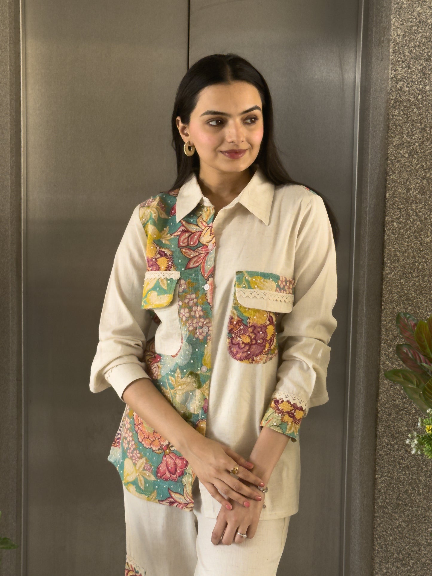 White Cotton Co ord Set Women