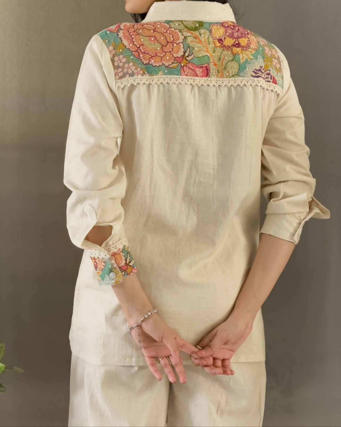 White Cotton Co ord Set Women