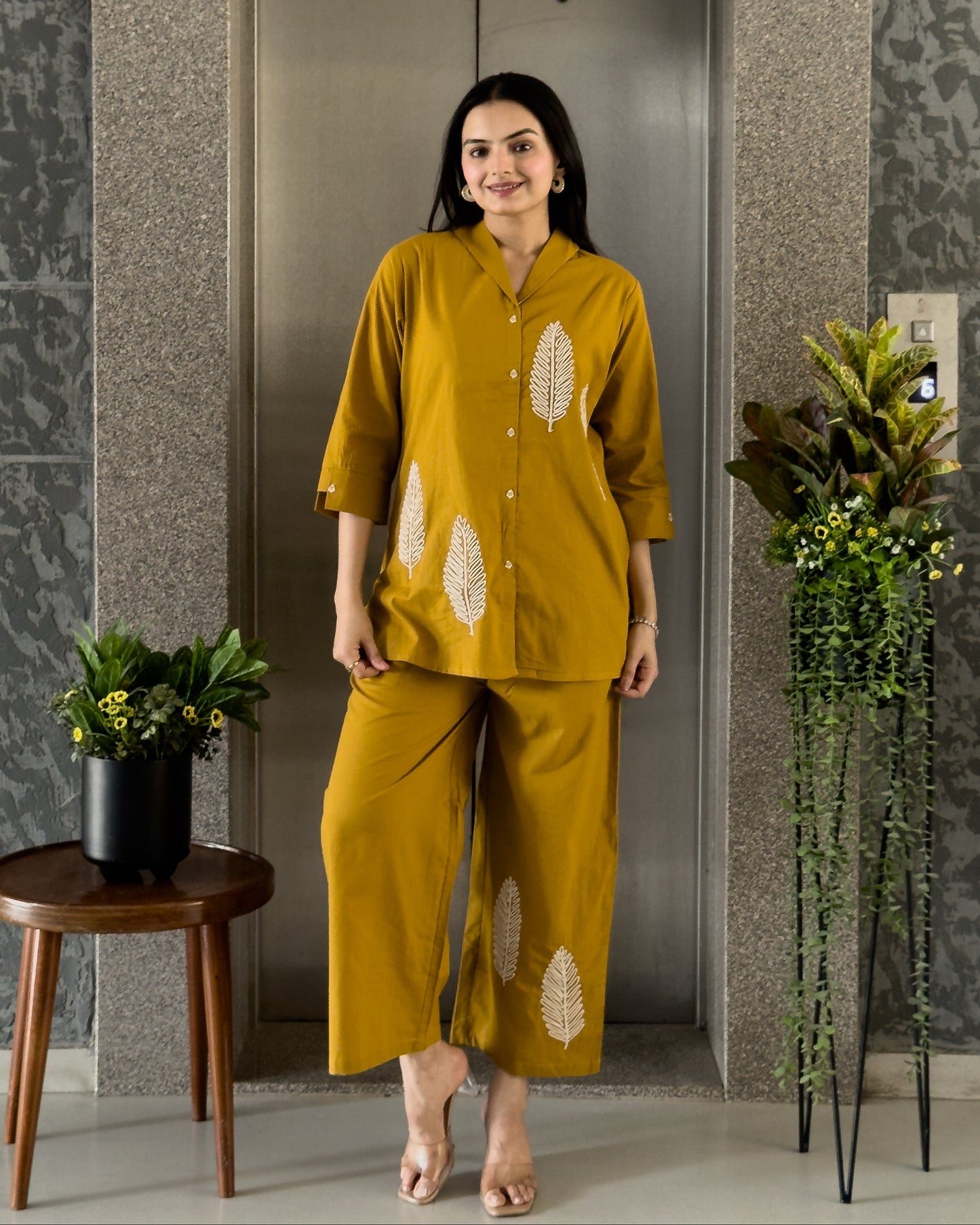 Mustard Cotton Co ord Set Women