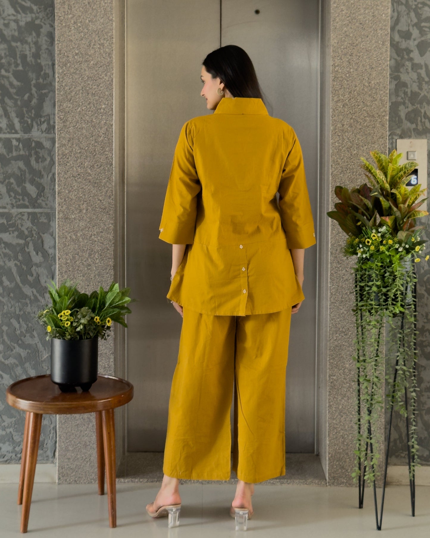 Mustard Cotton Co ord Set Women