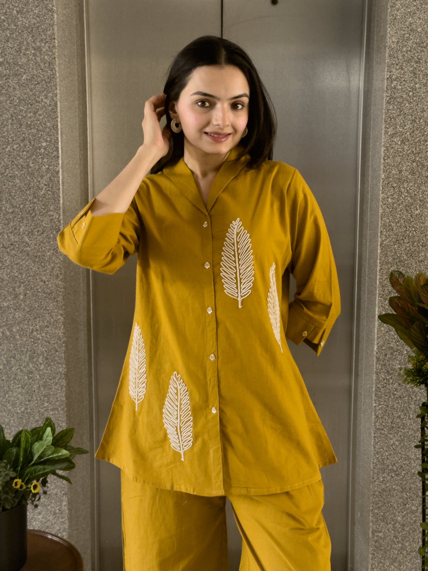 Mustard Cotton Co ord Set Women
